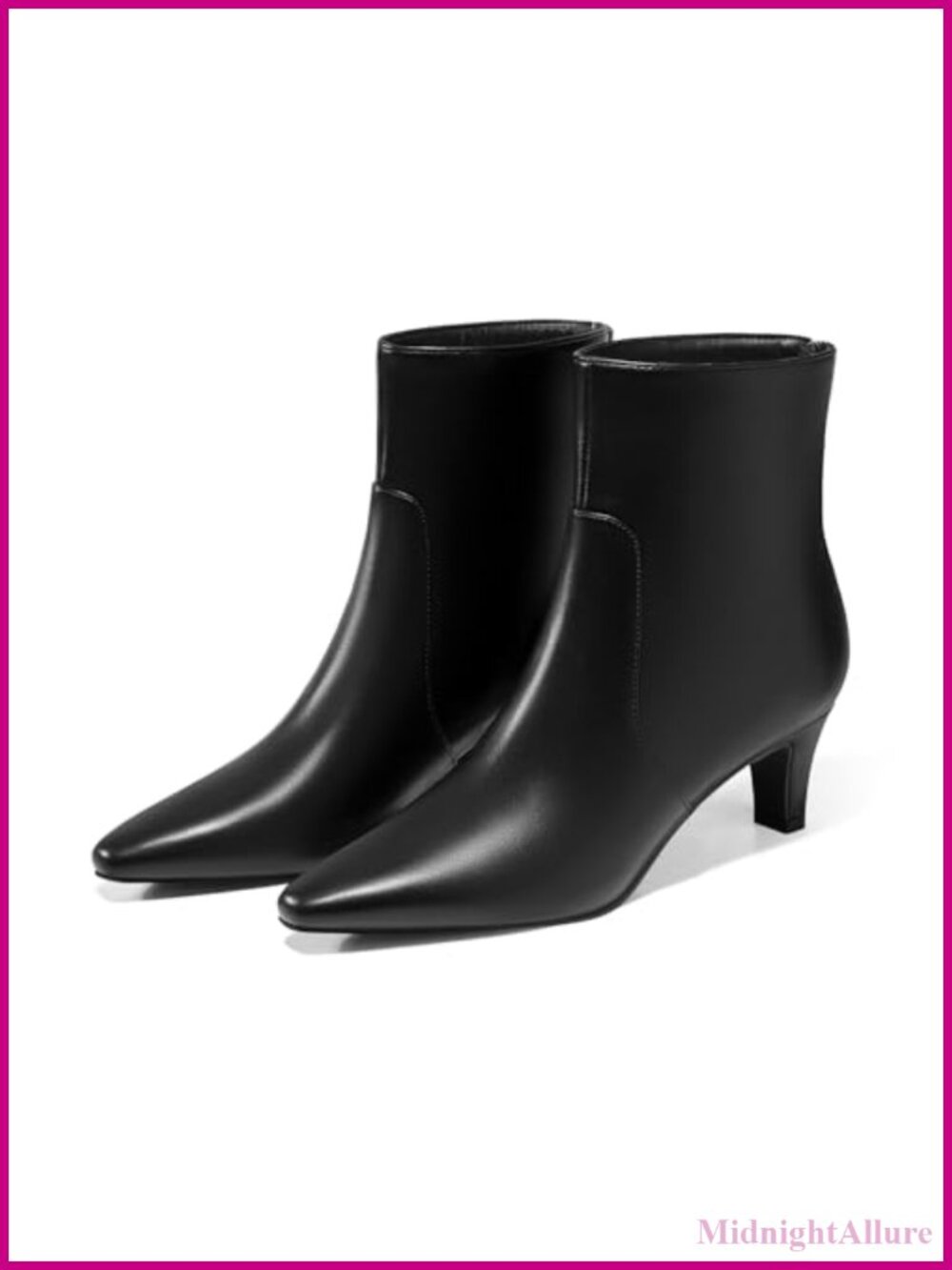 Faux Leather Kitten Heel Ankle Booties Square Toe Dress Boots with Zipper